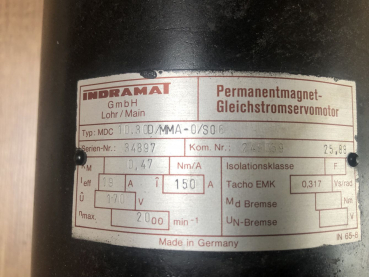 Permanentmagnet Gleichstromservomotor Indramat Typ MDC 10.30D/MKA-0/S06