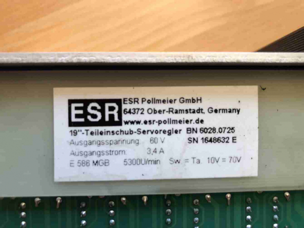 ESR Pollmeier drive controller BN 6028.725 Serial no. 1648632 E