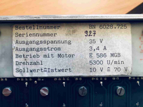 ESR Pollmeier drive controller BN 6028.725 Serial no. 927