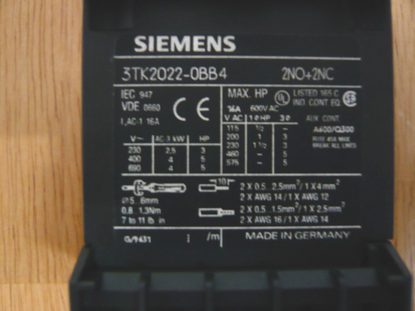 Siemens Contactor 3TK2022-OBB4